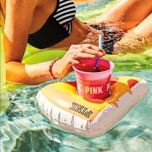 Vs pink cup with pizza float cup holder